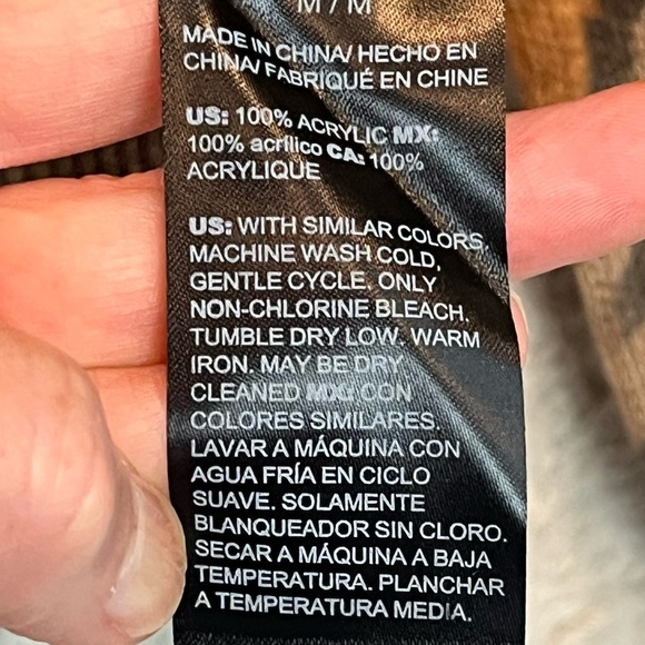 WHBM Animal Print Sweater Sz M Puff Sleeve Ribbed Mock Neck Cuffs - Picture 8 of 15